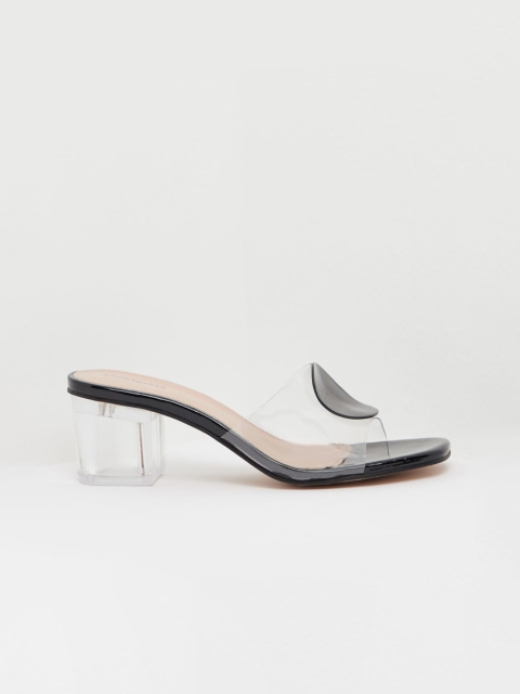 

shoexpress Women Black & Transparent Colourblocked Block Heels