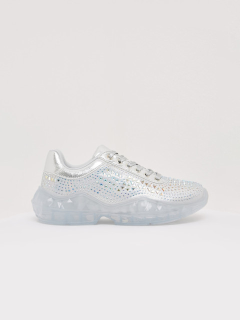 

shoexpress Women Silver-Toned Textile Running Shoes