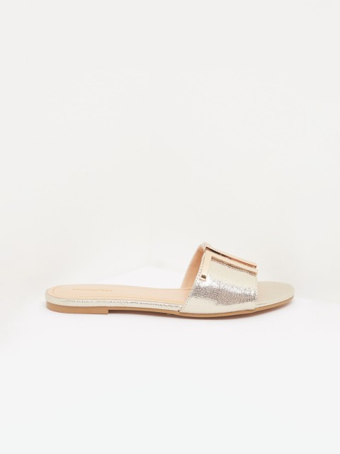 

shoexpress Women Gold Embellished Open Toe Flats