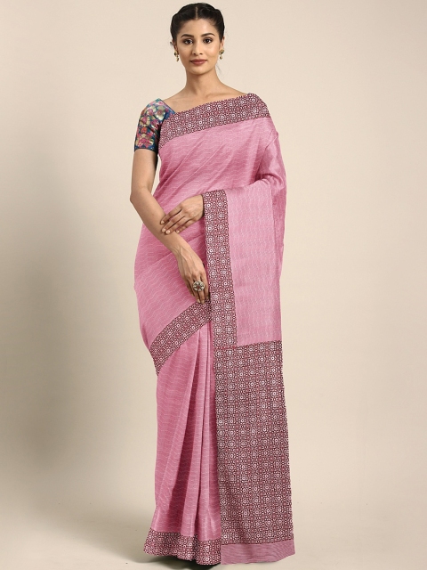 

KALINI Pink Silk Blend Printed Pochampally Saree
