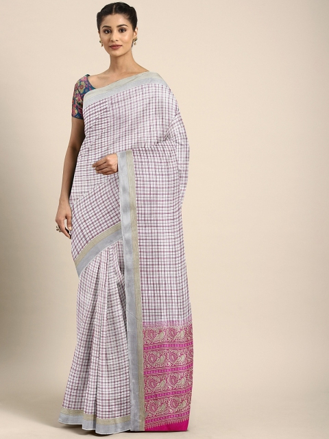 

KALINI Purple Silk Blend Checked Pochampally Saree