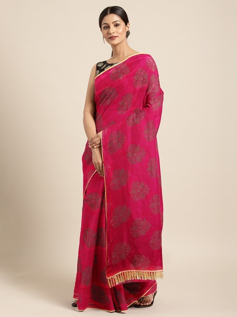 

KALINI Pink Poly Chiffon Embellished Pochampally Saree