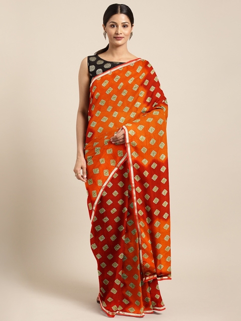

KALINI Yellow & Red Poly Chiffon Printed Bandhani Saree