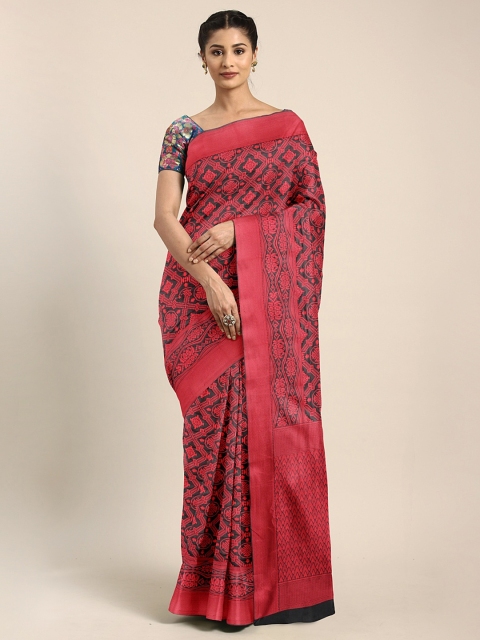 

KALINI Red & Black Silk Blend Woven Design Patola Saree