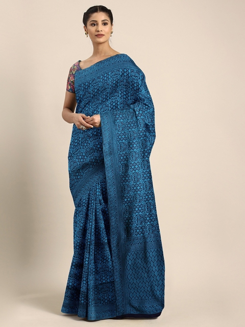 

KALINI Blue Silk Blend Woven Design Patola Saree