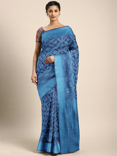 

KALINI Blue Silk Blend Woven Design Patola Saree