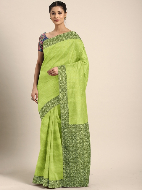 

KALINI Green Silk Blend Printed Pochampally Saree