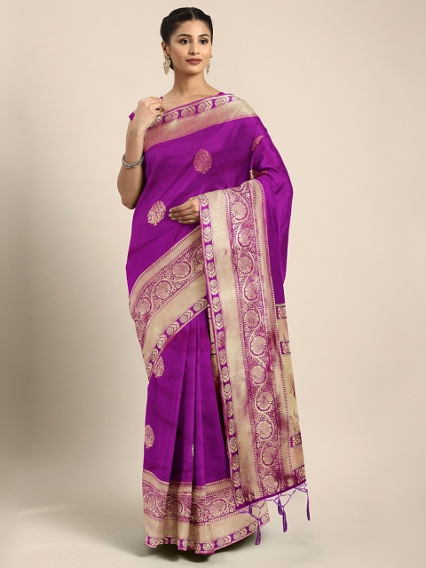 

KALINI Purple Silk Blend Woven Design Banarasi Saree