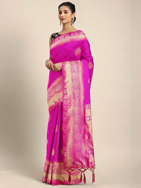 

KALINI Pink & Gold-Coloured Silk Blend Woven Design Banarasi Celebrity Saree