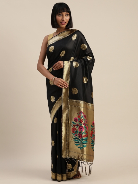 

Mitera Black Silk Blend Woven Design Banarasi Saree