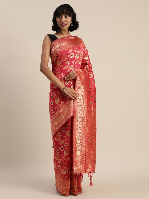 

Mitera Pink Silk Blend Woven Design Banarasi Saree