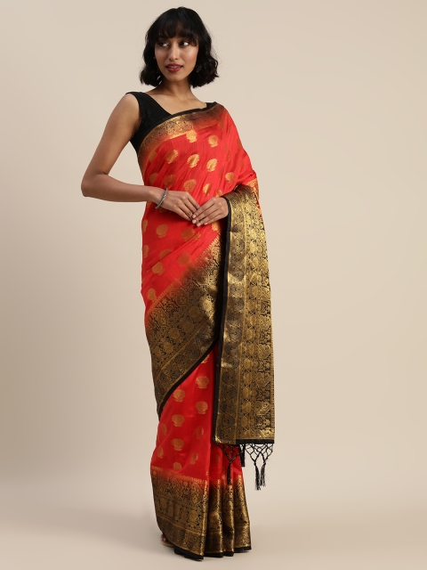 

Mitera Red Nylon Woven Design Kanjeevaram Saree