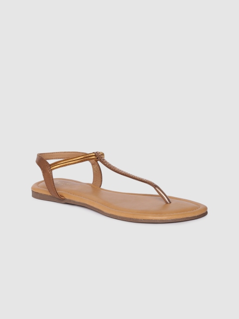 

Inc 5 Women Gold-Toned Embellished T-Strap Flats