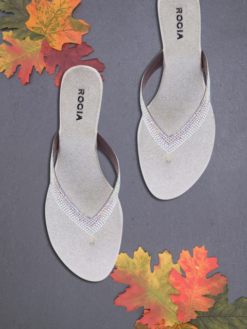 

Rocia Women Silver-Toned Embellished Comfort Heels