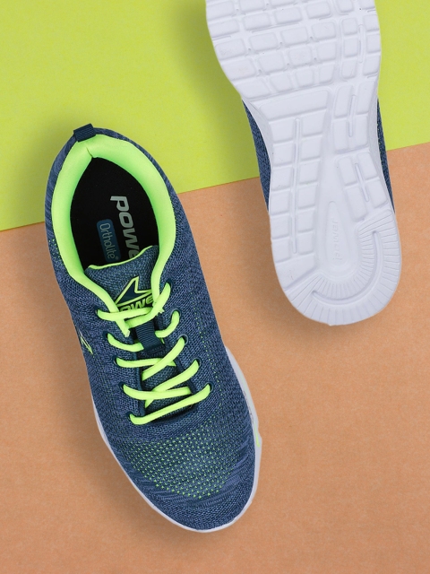 

Power Men Blue & Fluorescent Green Textile Running Shoes