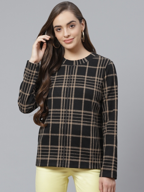 

Marks & Spencer Women Black & Beige Checked Sweatshirt