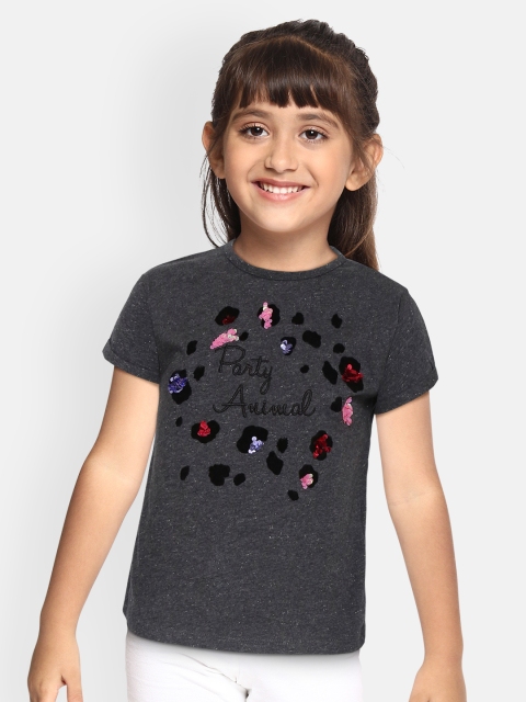 

Marks & Spencer Girls Charcoal Grey Sequinned & Embroidered Round Neck T-shirt