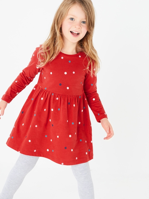 

Marks & Spencer Girls Red & White Polka Dot Print A-Line Dress