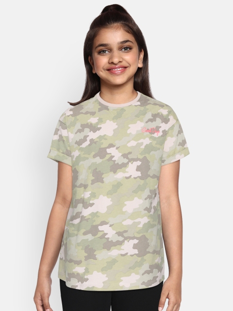 

Marks & Spencer Girls Olive Green & Pink Camouflage Printed Round Neck T-shirt