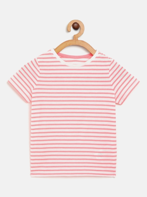 

Marks & Spencer Girls Coral Pink & White Striped Round Neck T-shirt