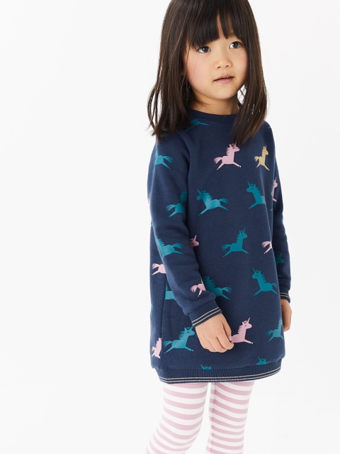 

Marks & Spencer Girls Navy Blue Printed T-shirt Dress