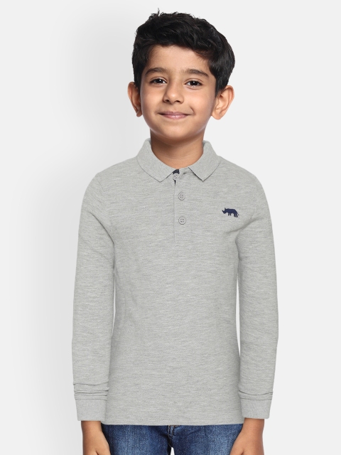 

Marks & Spencer Boys Grey Melange Solid Polo Collar T-shirt