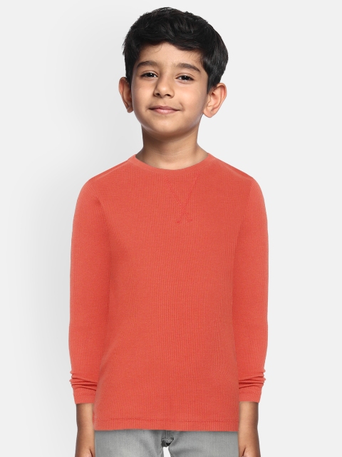 

Marks & Spencer Boys Rust Orange Self-Design Round Neck T-shirt