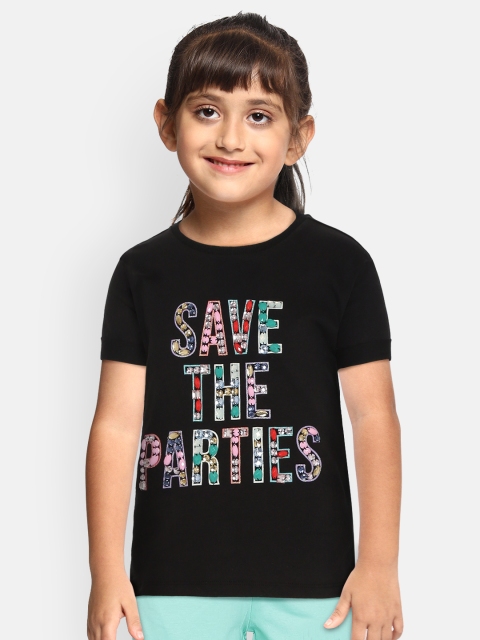 

Marks & Spencer Girls Black & Blue Embellished Round Neck T-shirt