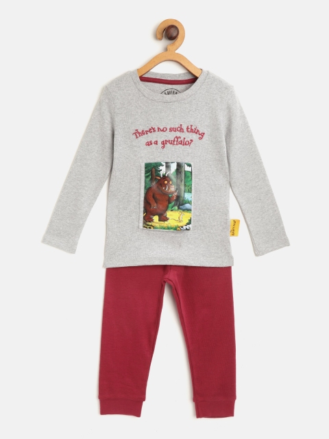 

Marks & Spencer Boys Grey Melange & Maroon The Gruffalo Print & Embroidered Night suit