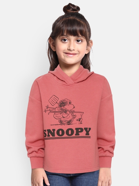 

Marks & Spencer Girls Coral Red & Black Snoopy Print Hooded Sweatshirt