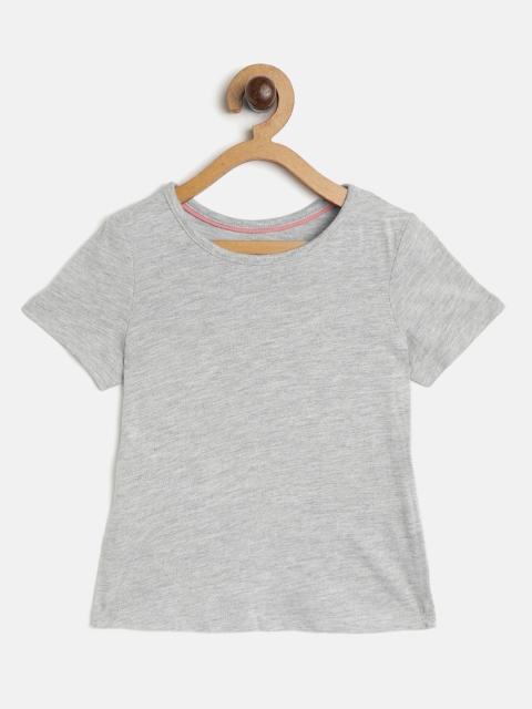 

Marks & Spencer Girls Grey Melange Solid Round Neck T-shirt