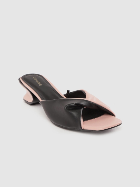 

Allen Solly Women Pink & Black Colourblocked Block Heels