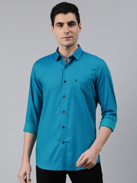 

Allen Solly Men Teal Blue Slim Fit Textured Casual Shirt