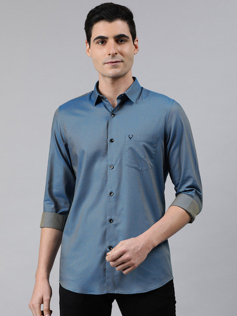 

Allen Solly Men Blue & Beige Slim Fit Textured Casual Shirt