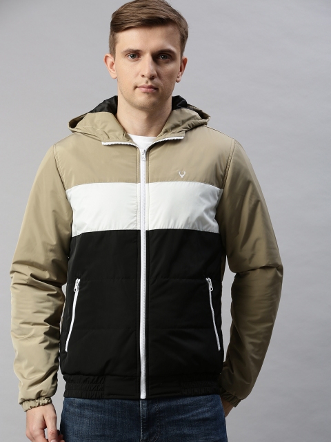 

Allen Solly Men Black & Beige Colourblocked Padded Jacket