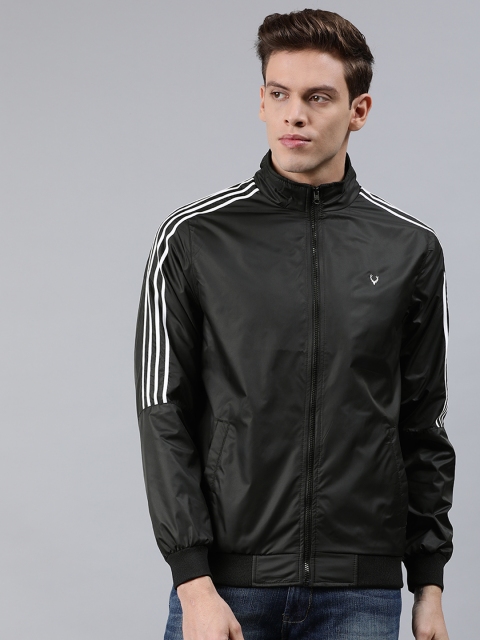 

Allen Solly Sport Men Black Solid Bomber Jacket With Striped Detailing