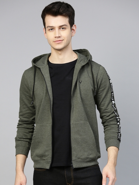 

Allen Solly Men Olive Green Solid Hooded Sweatshirt