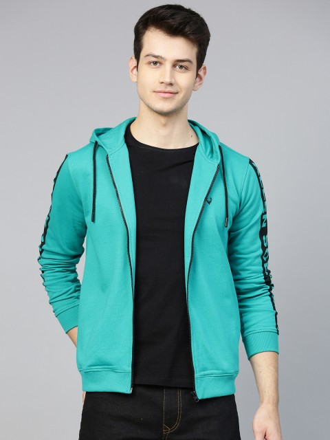 

Allen Solly Men Turquoise Blue Solid Hooded Sweatshirt