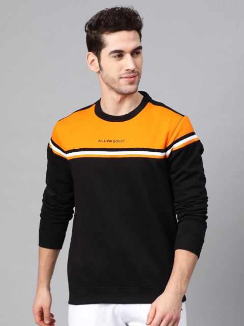 

Allen Solly Sport Men Black & Orange Colourblocked Sweatshirt