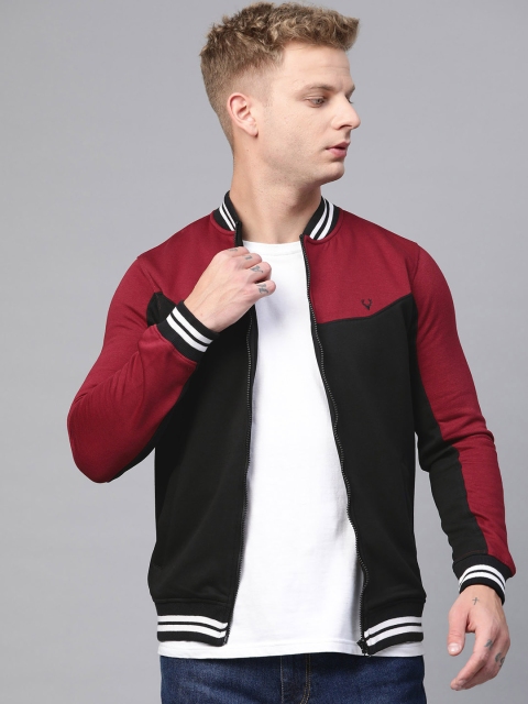 

Allen Solly Men Black & Maroon Colourblocked Sweatshirt