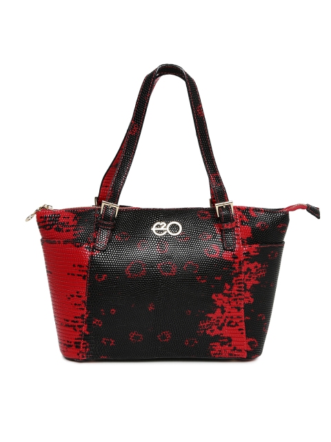

E2O Red & Black Printed Handbag