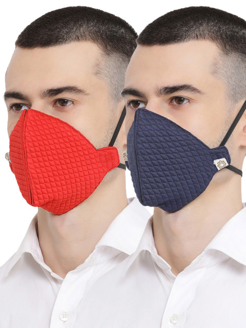 

VASTRAMAY Men Pack of 2 Reusable 4-Layers Cloth Masks, Blue