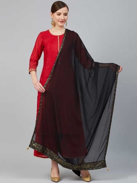 

Rangriti Black Solid Dupatta