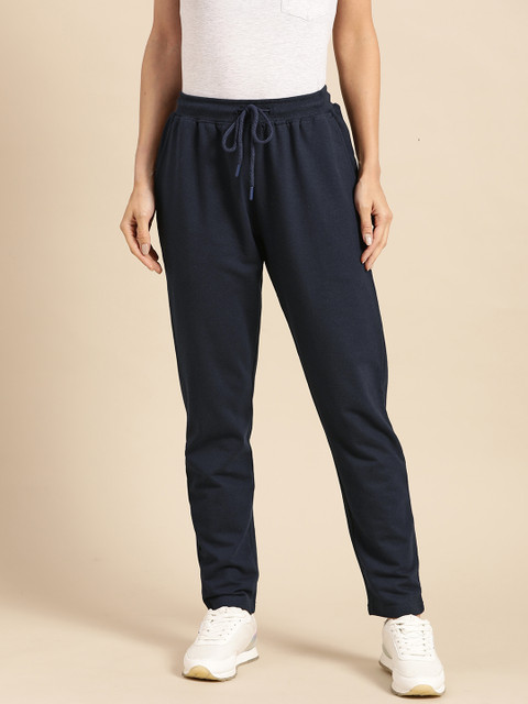 

ether Women Navy Blue Solid Track Pants