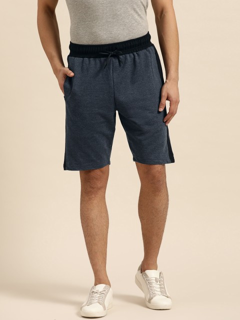 

ether Men Navy Blue Solid Regular Fit Shorts