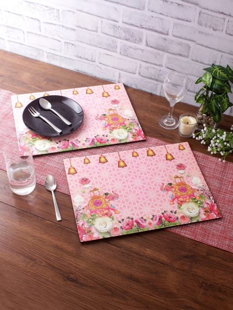 

eyda Set Of 6 Pink & Yellow Digital Printed Table Placemats