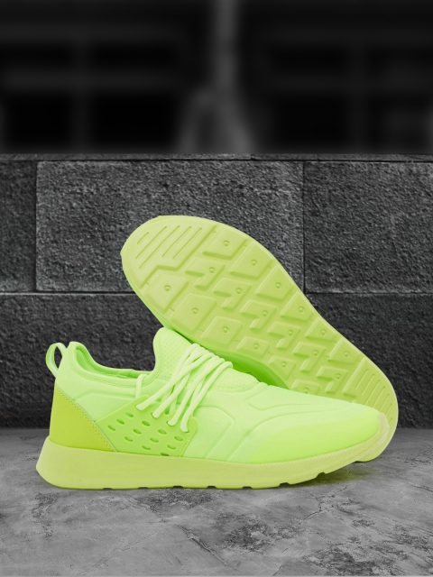 

shoexpress Men Lime Green Textile Running Shoes