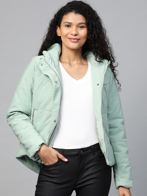

Fort Collins Women Sea Green Solid Hooded Padded Jacket