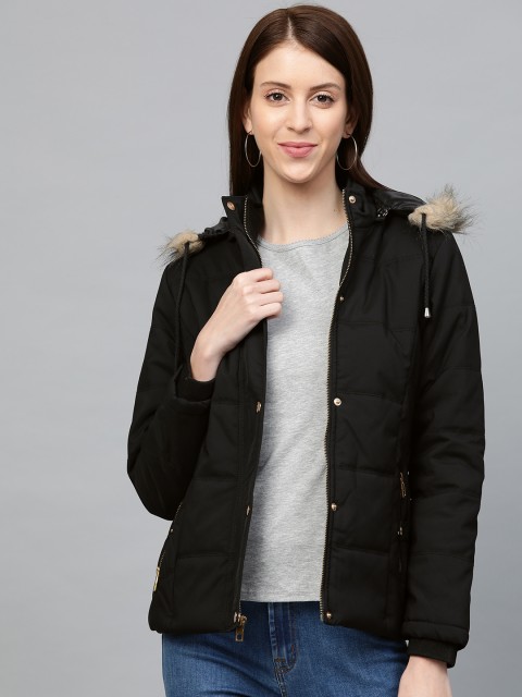 

Fort Collins Women Black Solid Hooded Parka Jacket