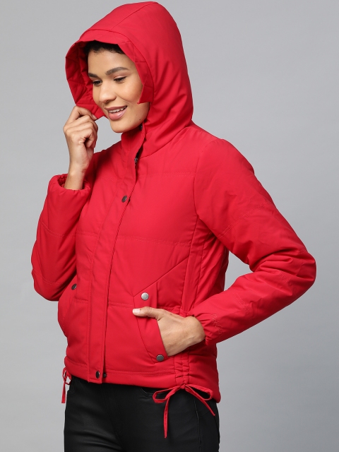 

Fort Collins Women Red Solid Hooded Padded Jacket